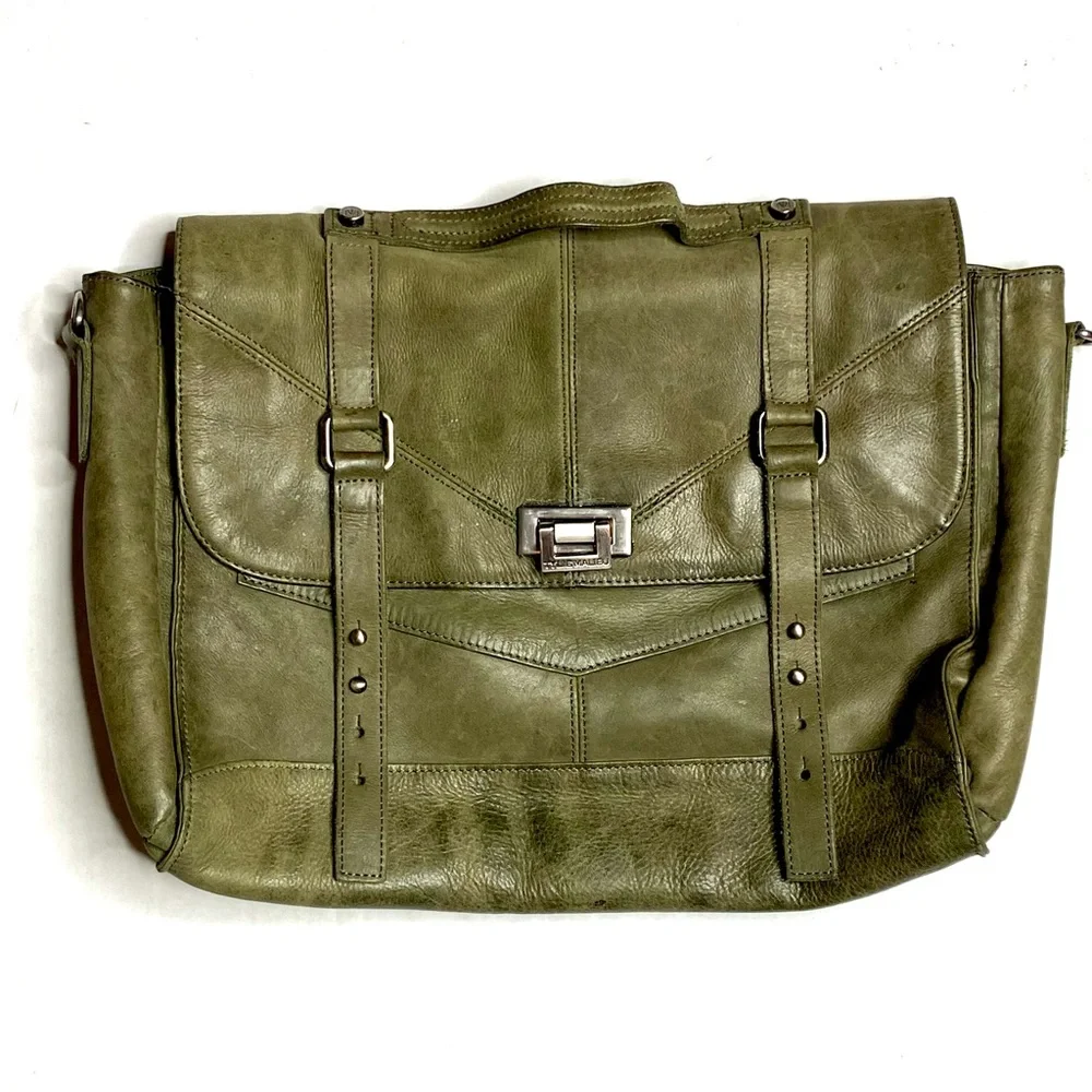 Tylie Malibu Y2K Green Leather Laptop Messenger Bag - Picture 2 of 11